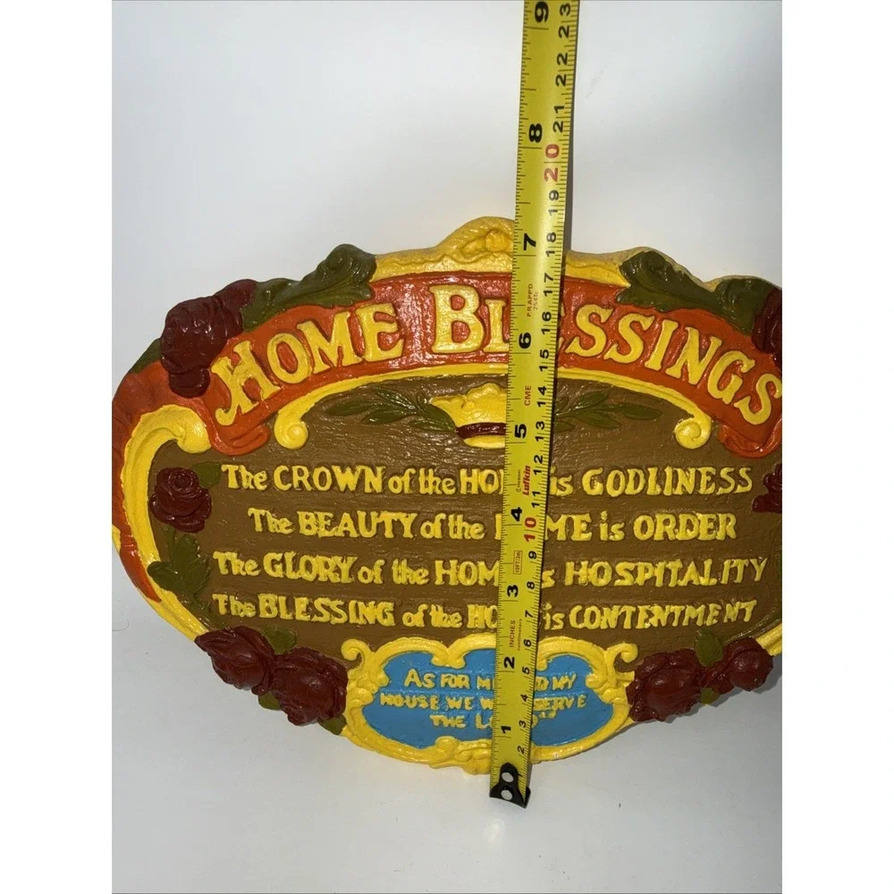 Vintage70's Home Blessings Wall Ceramic Plaque Joshua 24:15 Vibrant Painted